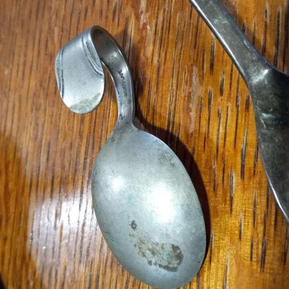 Silver-plated baby spoon and fork - Picture 2 of 3